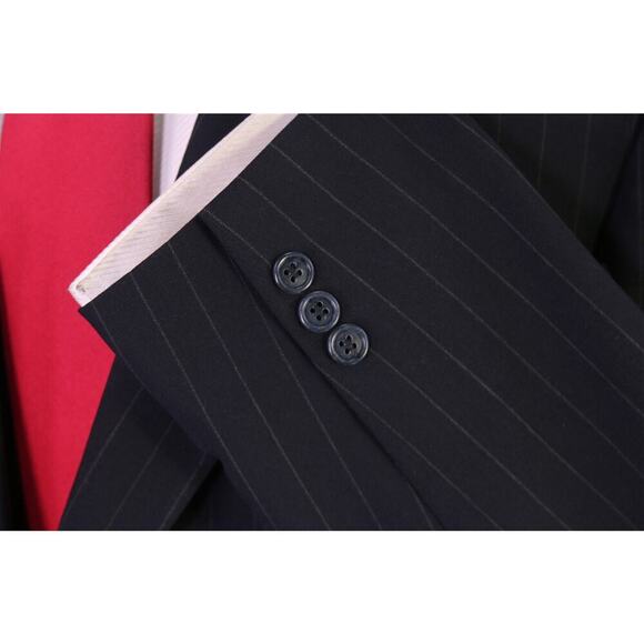 Brooks Brothers Navy Blue Chalkstripe 2-Btn Wool Stretch Suit 41L - Picture 6 of 9